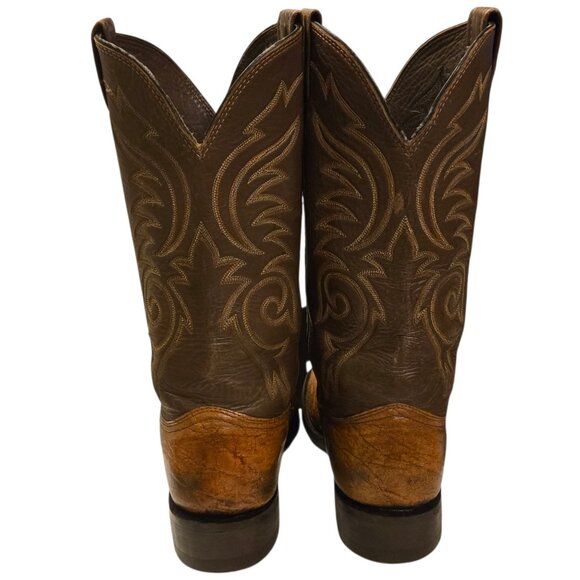 Langstons Cowboy Boots Mens 9 D Two Tone Brown Leather Country Western Wear VTG - Picture 7 of 16